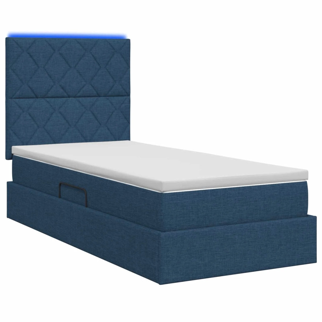 Letto con contenitore LED e materasso Blu 90 x 200 cm Tessuto 3459986