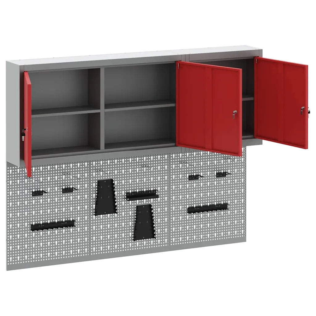 Set di armadi per attrezzi con lo scaffale 5 pcs Rosso 3321401