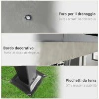 Pergola Gazebo da Giardino 3.96x2.96m con Tettuccio Retrattile e Struttura in Alluminio