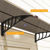 Pensilina da Esterno per Finestre e Porte, in Policarbonato e Alluminio, 200x96x27cm, Marrone