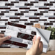 27 pezzi di adesivi per piastrelle neri e bianchi marmo per cucina e bagno - impermeabili, adesivi a secco, antiscivolo effetto 3D pietra di calcestruzzo