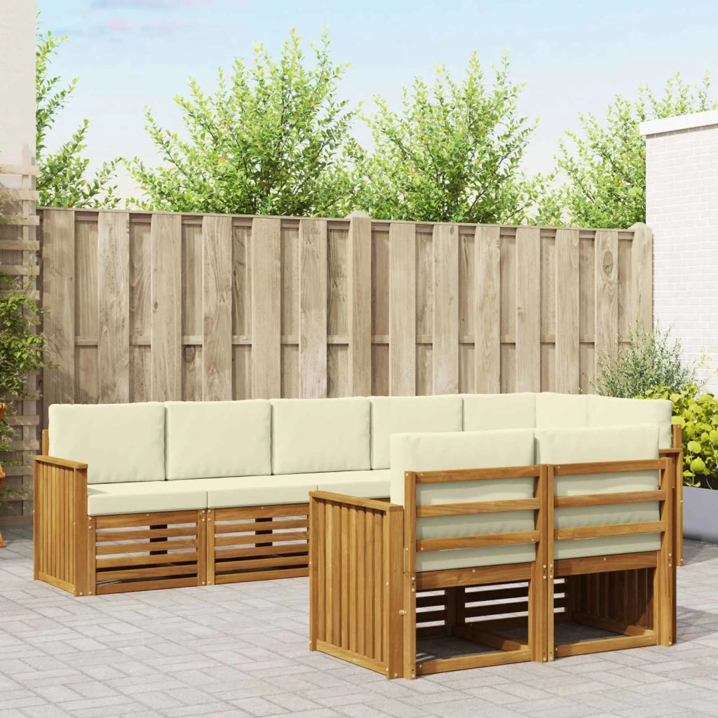 Set divani 8 pcs Naturale e Crema Legno di Acacia Massello 3375005