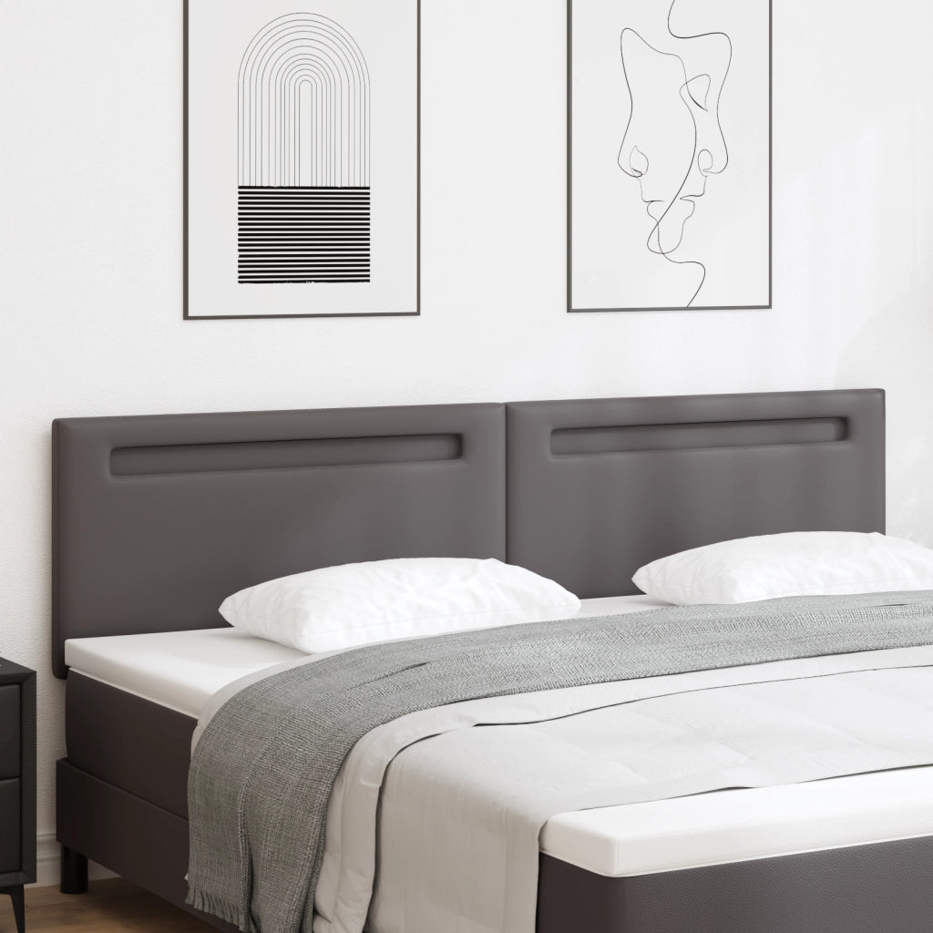 Testiera  Design Semplice Grigia 200 cm in Pelle Sintetica
