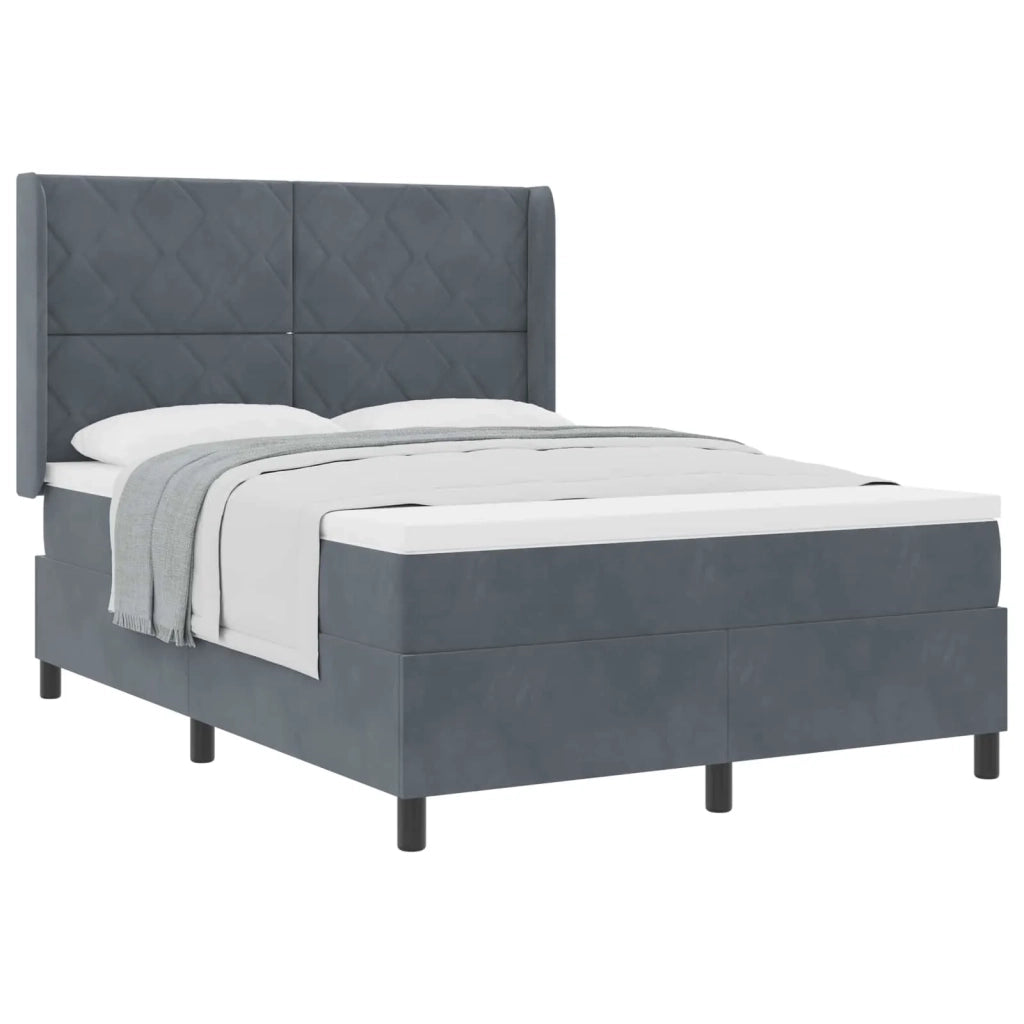 Letto a molle con testiera Grigio scuro 140 x 200 cm Velluto 3342063