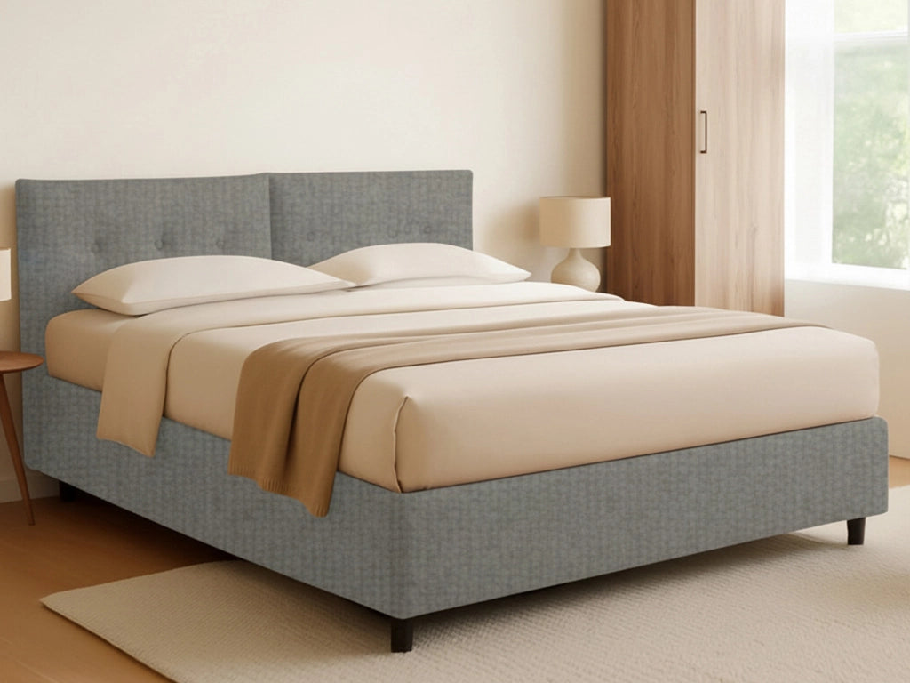 Leeds, Letto Piazza e Mezza Sfoderabile Made in Italy, Grigio Cenere