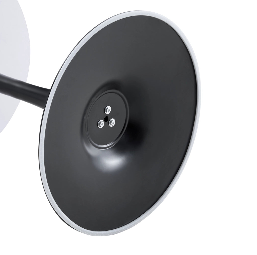 Tavolo rotondo altezza 72 cm nero e noce, MDF e metallo con base centrale