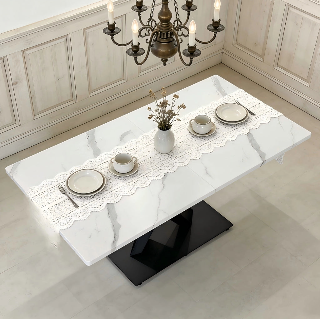 Tavolo da pranzo rettangolare 160x80x75 cm MDF bianco nero