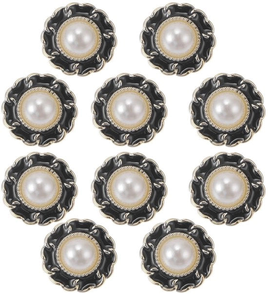 Accessori per cucire - 10 pezzi - Hars di plastica - Nero - Forma di fiore - Accessori per cucire - Reparazioni di abbigliamento - Leggero e robusto - Accessori per cucire
