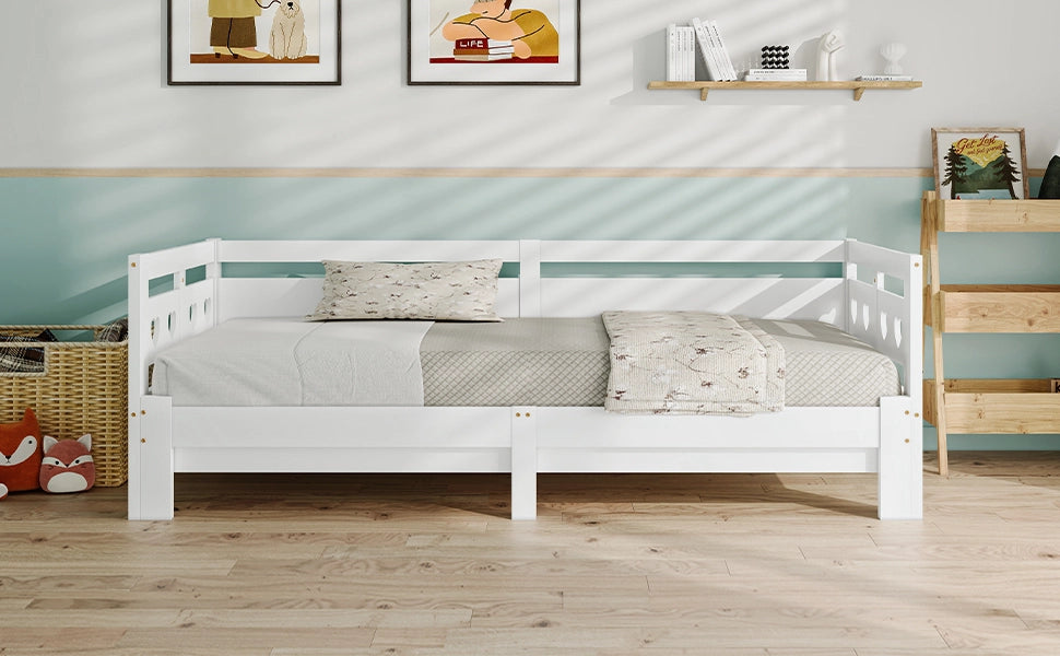 DESMIU Divano letto 90 × 200 cm 2 posti con struttura estensibile, senza materasso, in legno, bianco