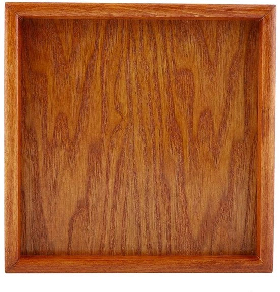 Scodella in Legno Manuale - Quadrata - Antiscivolo - 20x20 cm - Decorativa - Adatta per Caffè/Tè/Snack - Scodella da Servizio