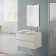 Mobile bagno sospeso 80 cm rovere bianco completo con lavabo Nadia