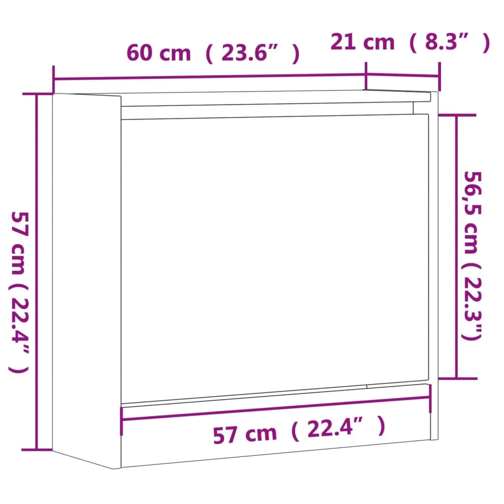 Scarpiera mobile contenitore per scarpe mobile per ingresso/corridoio/soggiorno design Sonoma 60 x 21 x 57 cm legno ingegnerizzato grigio 02_0022076