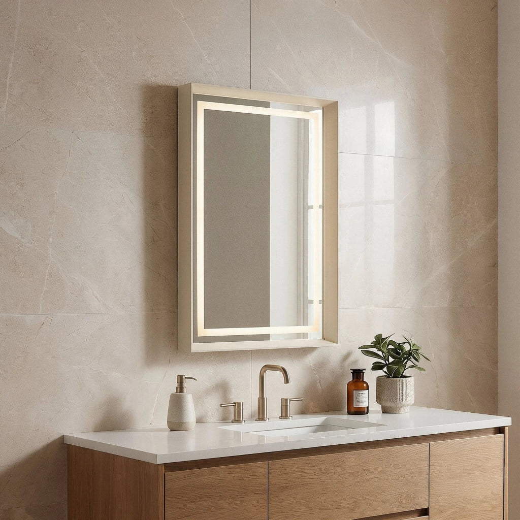 Specchio decorativo in legno "Craft 60 x 90 v2" - 60 x 10 x 90 cm - Matte Mink