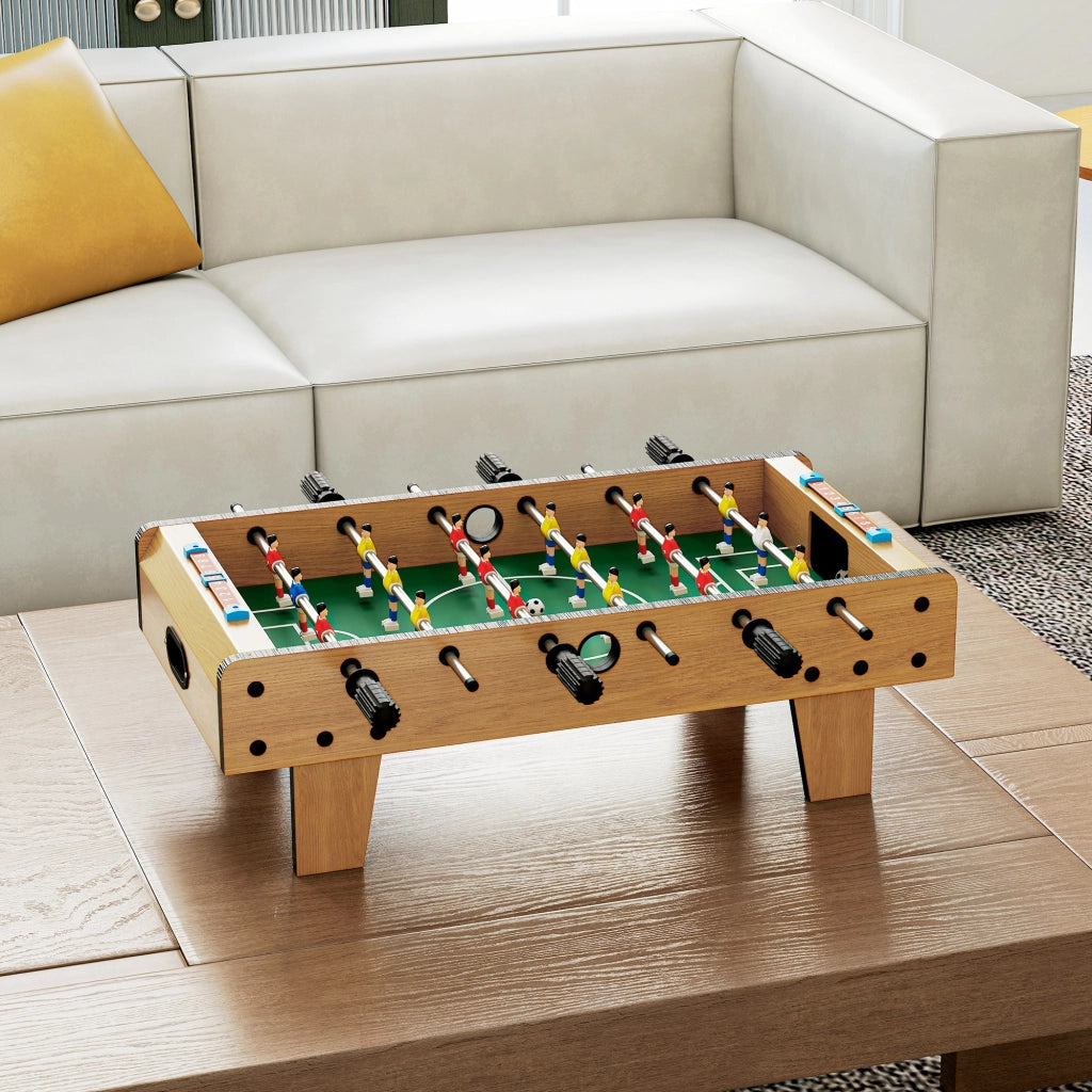 Calcio Balilla Pieghevole per Adulti e Bambini 69x36,5x22 cm con 2 Palline e Segnapunti in Legno Colore Naturale
