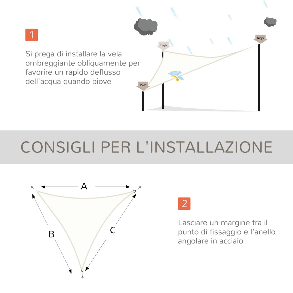 Tenda da Giardino Triangolare Poliestere Anti-UV ¨C zephmum ¨C Crema 6x6x6m