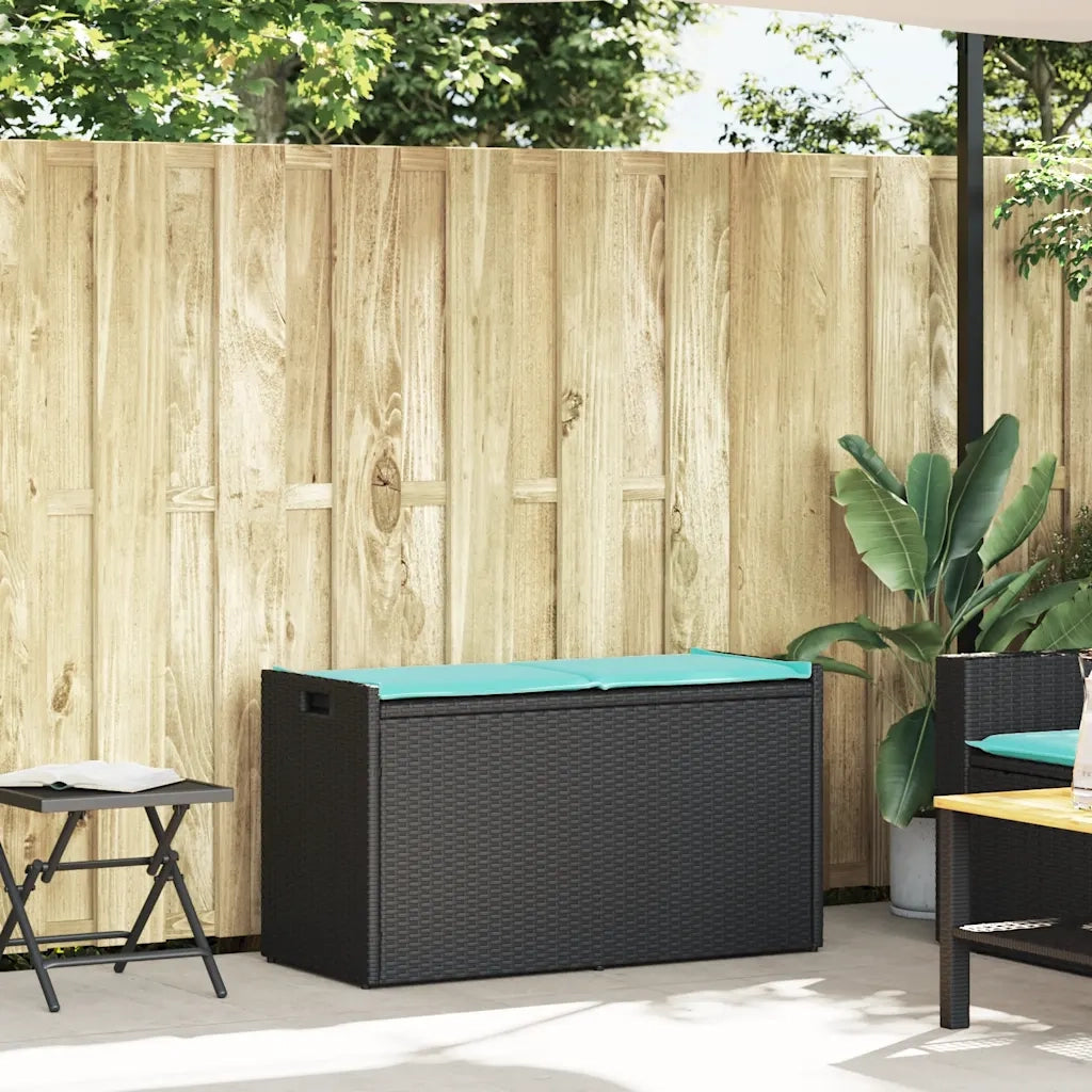 Cassapanca da Esterno con Cuscino Nera 100 cm in Polyrattan 4104068