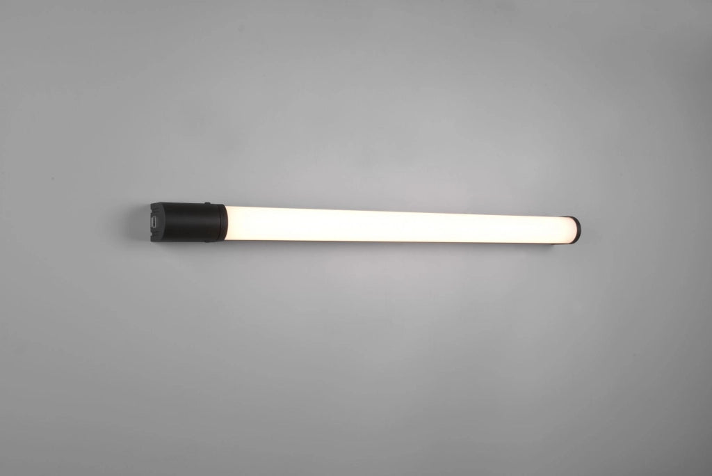 PIERA H2O APPLIQUE LED 16W 1650lm, 3000K BORDO NERO CON PRESA CORRENTE ED INTERRUTTORE IP44 L. 79CM