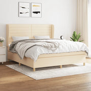 Giroletto a Molle con Materasso Crema 160x200 cm in Tessuto