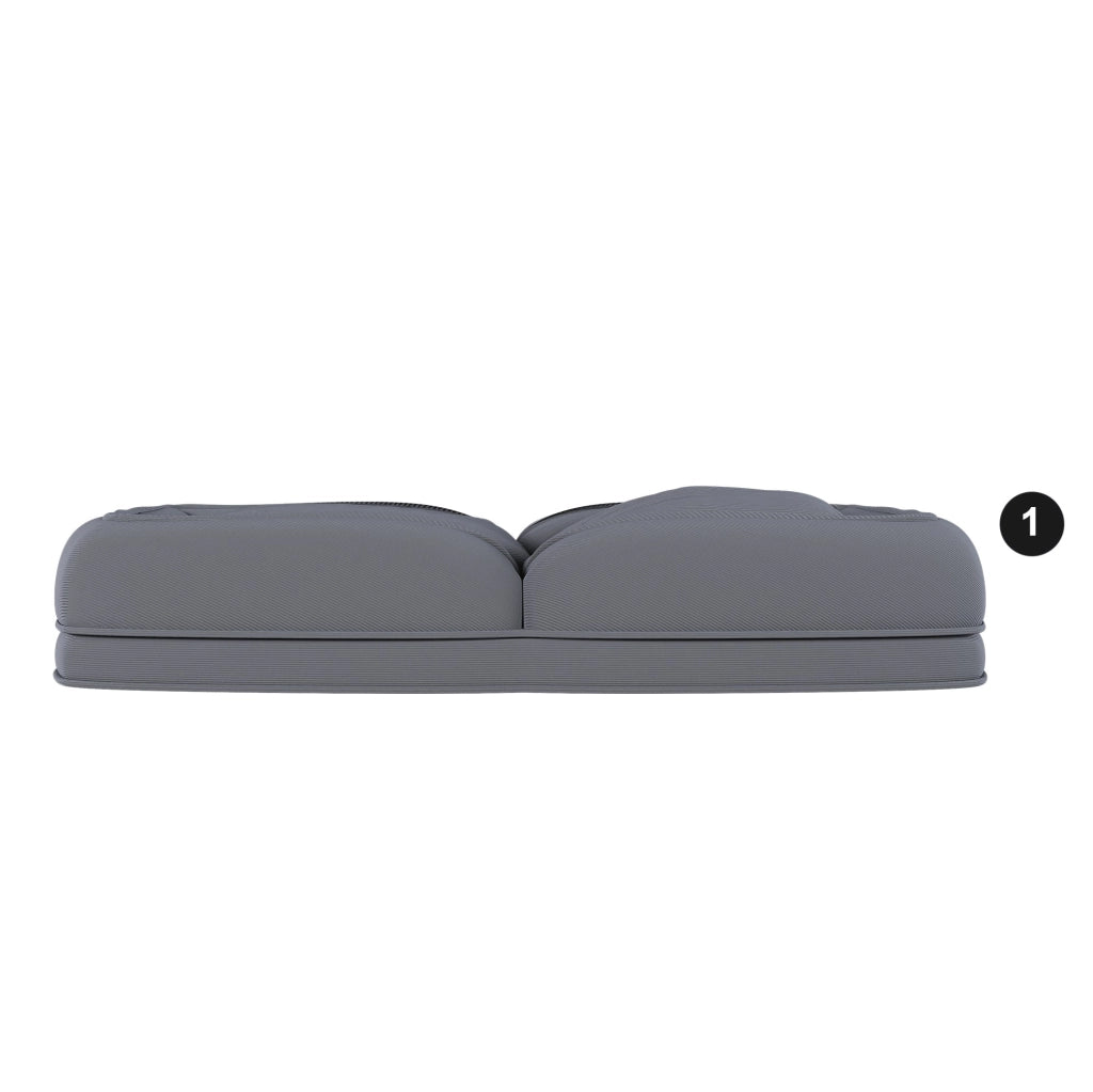Sofa letto pieghevole ergonomico grigio, regolabile 5 posizioni, con 2 cuscini