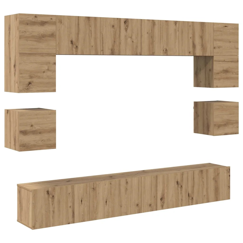 vidaXL Set mobile TV 8 pcs rovere artigianale 100 x 30 x 30 cm