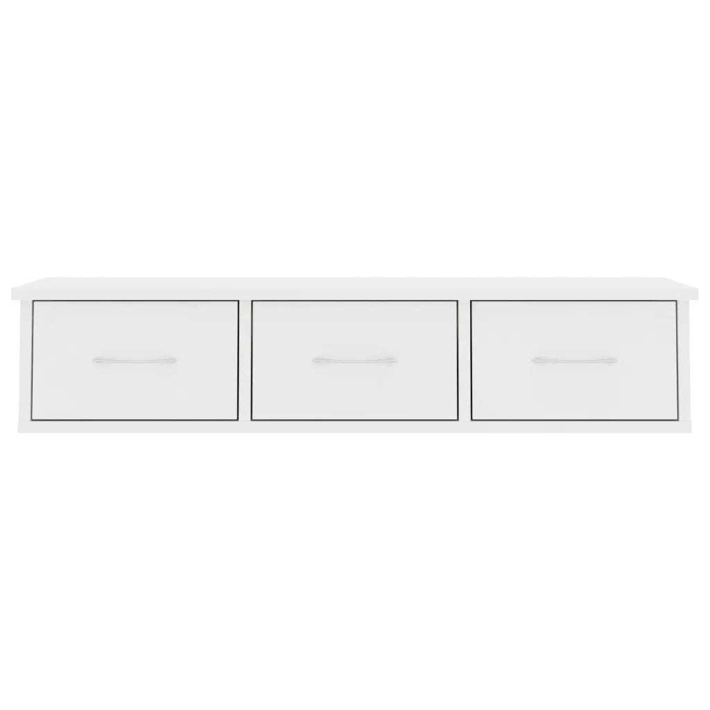 Scaffale con Cassetti a Parete Bianco 88x26x18,5 cm Multistrato 800594