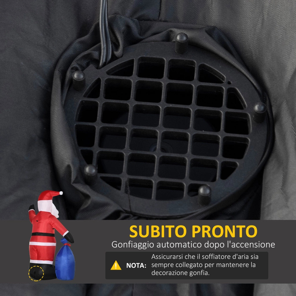 Babbo Natale Gonfiabile Luminoso 146x77x238 cm con  Luci LED