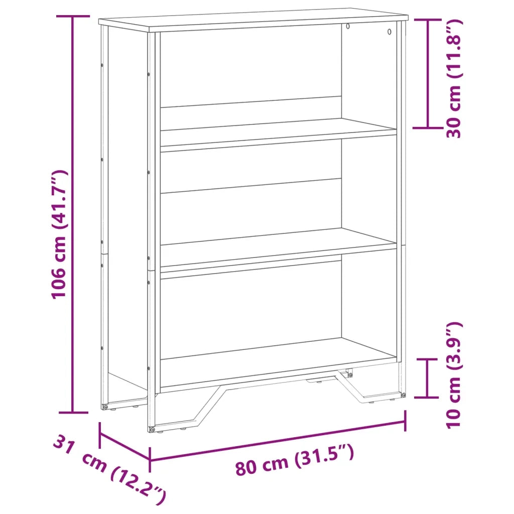 vidaXL Libreria Nera 80x31x106 cm in Legno Multistrato