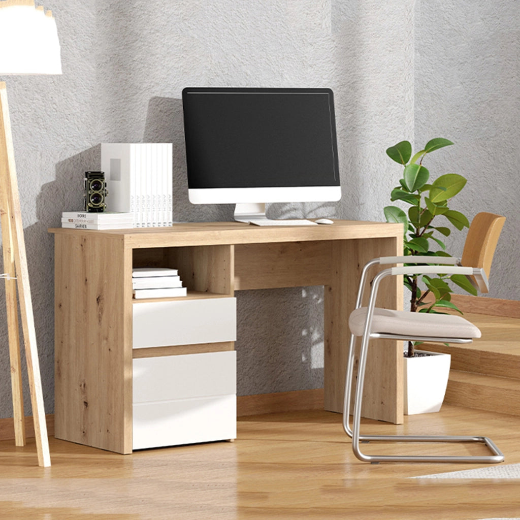 Flam, Scrivania 2 Cassetti, 127x52x77h cm Marrone Rovere Nodi
