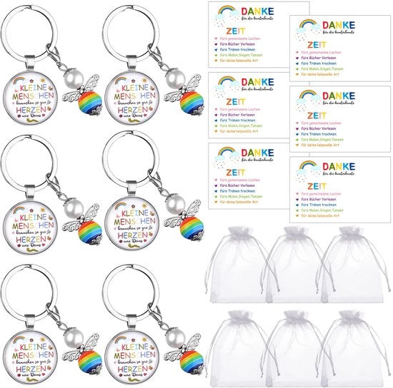 Set di 6 accessori per insegnanti, chiavi con regalo per insegnanti, regalo di addio per l'insegnante, asilo nido, scuola dell'infanzia, catena per chiavi con pietra.
