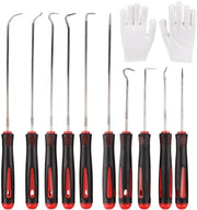 Set di Attrezzi per Saldatura a Maglia da 10 Pezzi - Haken Precisi - Anelli di Aderenza - Nero/Rosso - Inclusi Guanti - Dimensioni 24/16,5 cm - Set di Attrezzi