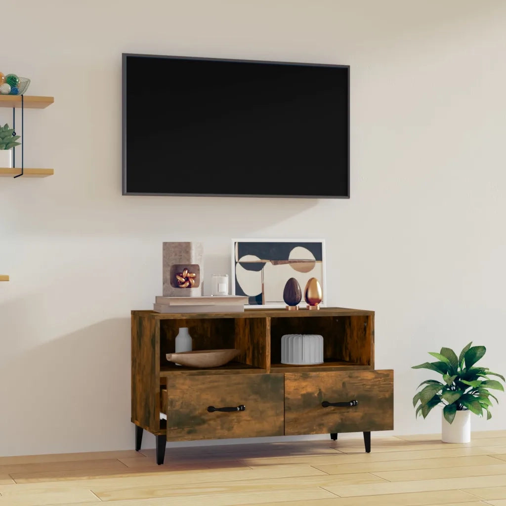 Mobile Porta TV Rovere Fumo 80x36x50 cm in Legno Multistrato cod mxl 18680