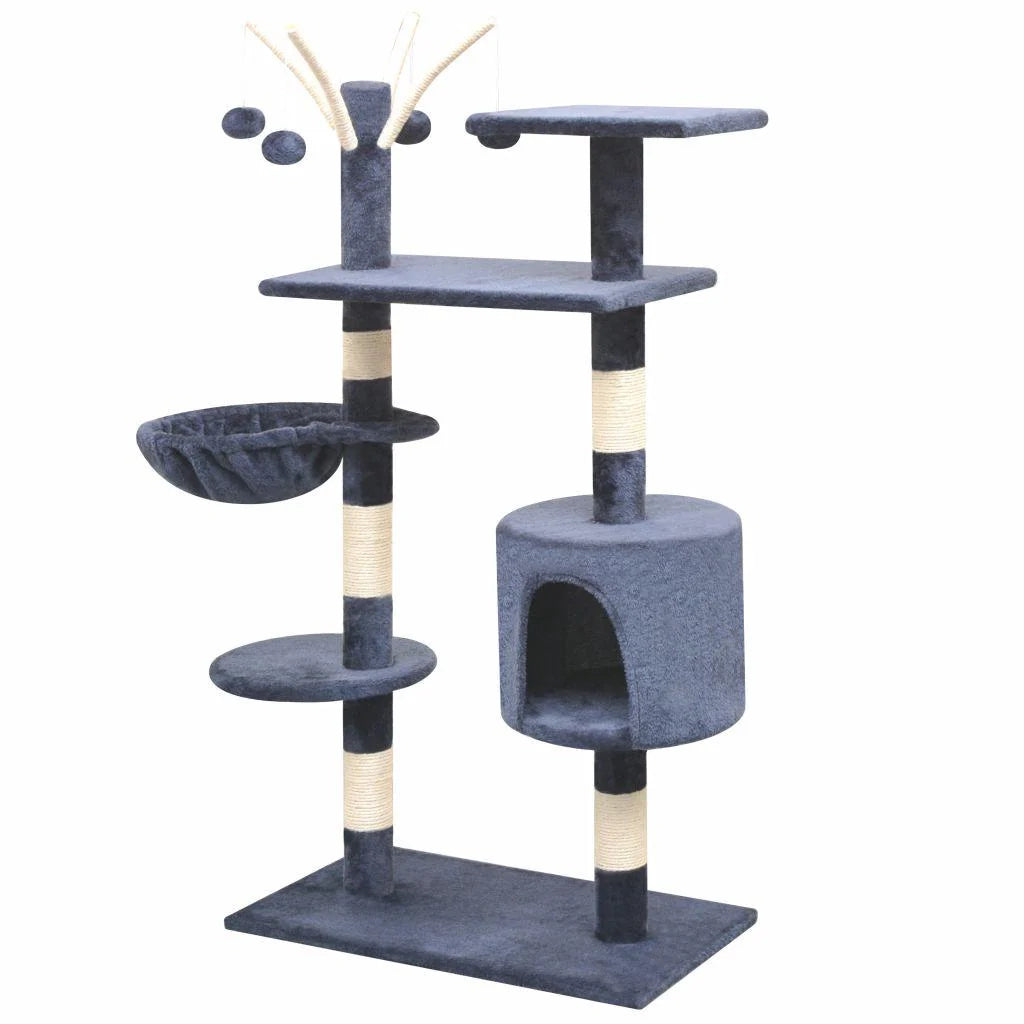 Tiragraffi albero per gatti cuccia per gatti giocattolo peluche sisal 125 cm blu scuro 3702080
