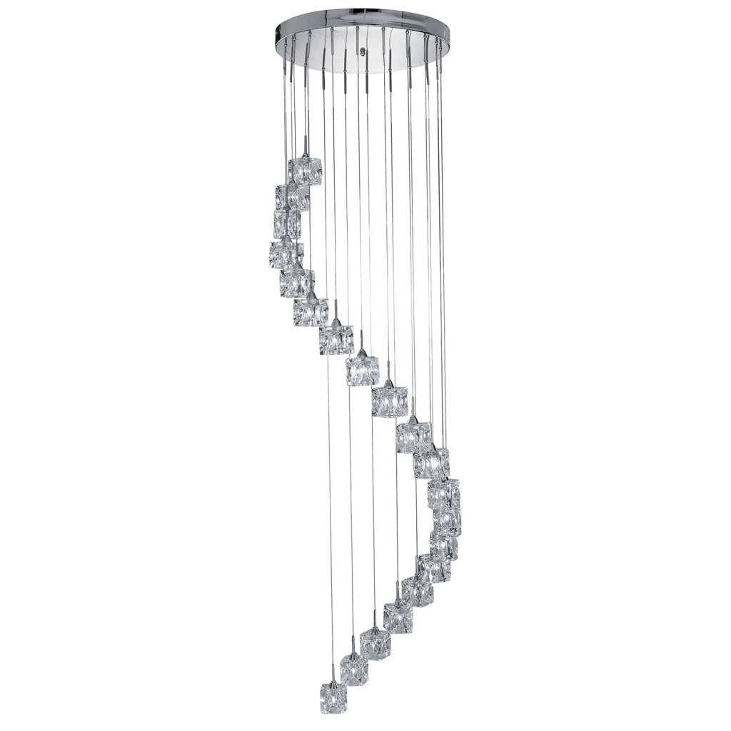 Plafoniera Contemporanea Ice Cube Acciaio Cromo Vetro Trasp Led 3,15W 3000K