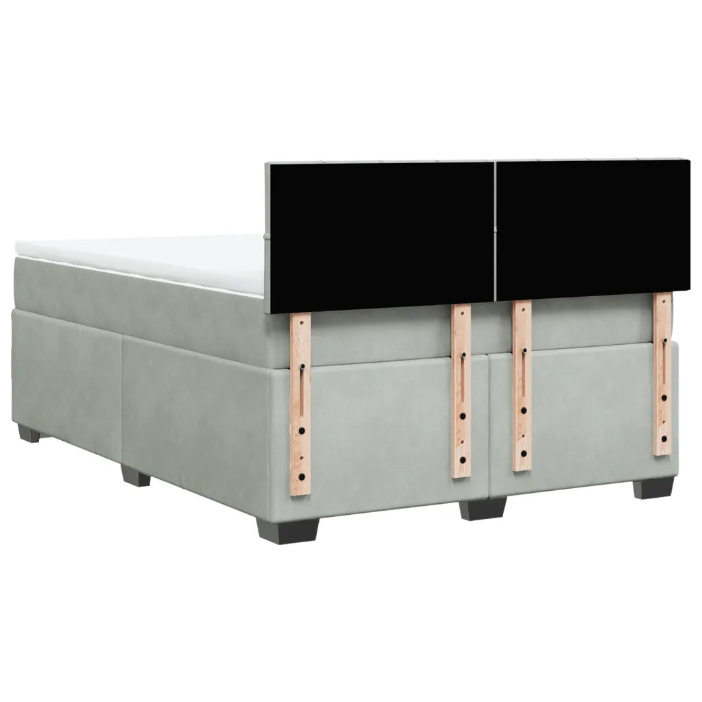 vidaXL Giroletto a Molle con Materasso Grigio Chiaro 160x200cm Velluto