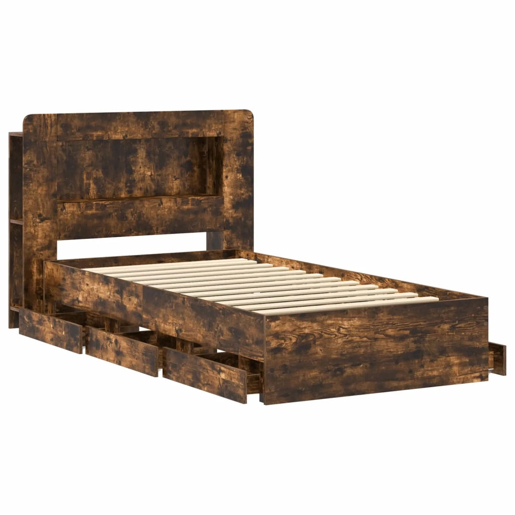 Struttura del letto con stoccaggio e testata Rovere Fumo 3433994