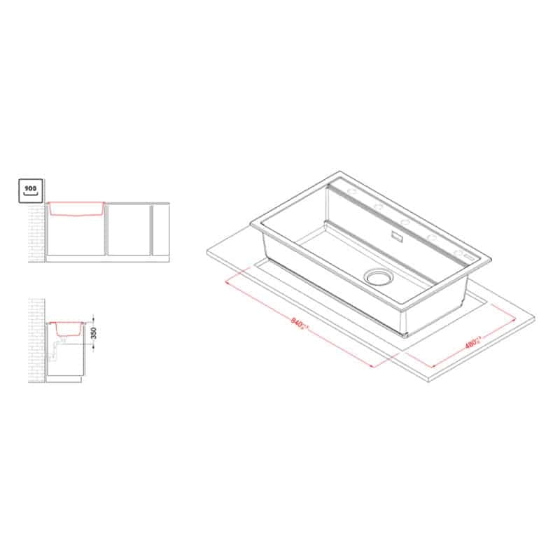 Lavello Elleci Incasso 1 vasca 86x51 Best 360 Bundle Granitek Espresso Marrone LGB36078K2