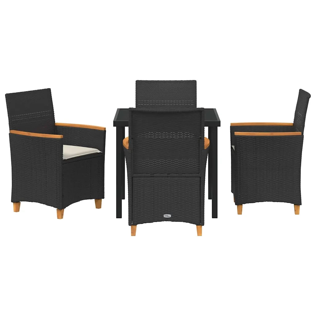 Set da Pranzo per Giardino 5 pcs Nero polyrattan 3381087