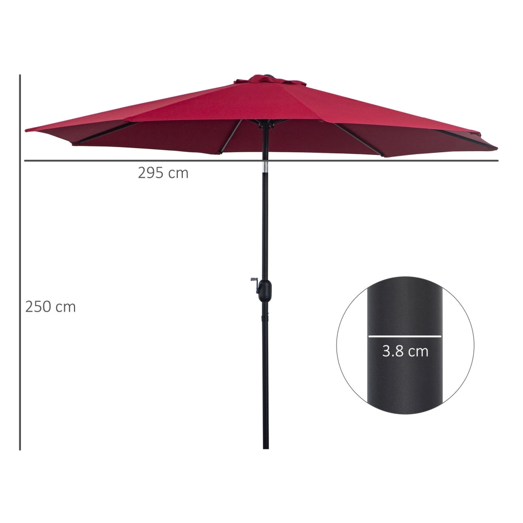 EasyComfort Ombrellone da Giardino 3x2.5 m Inclinabile con Palo Smontabile, in Metallo e Poliestere Rosso Scuro