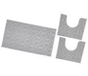 Tappeto Bagno 3D Morbido Assorbente Antiscivolo Lavabile Scendiletto Camera Set 3 Pezzi Grigio