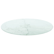 Piano per Tavolo Bianco Ø50x0,8 cm Vetro Temperato Design Marmo 322247