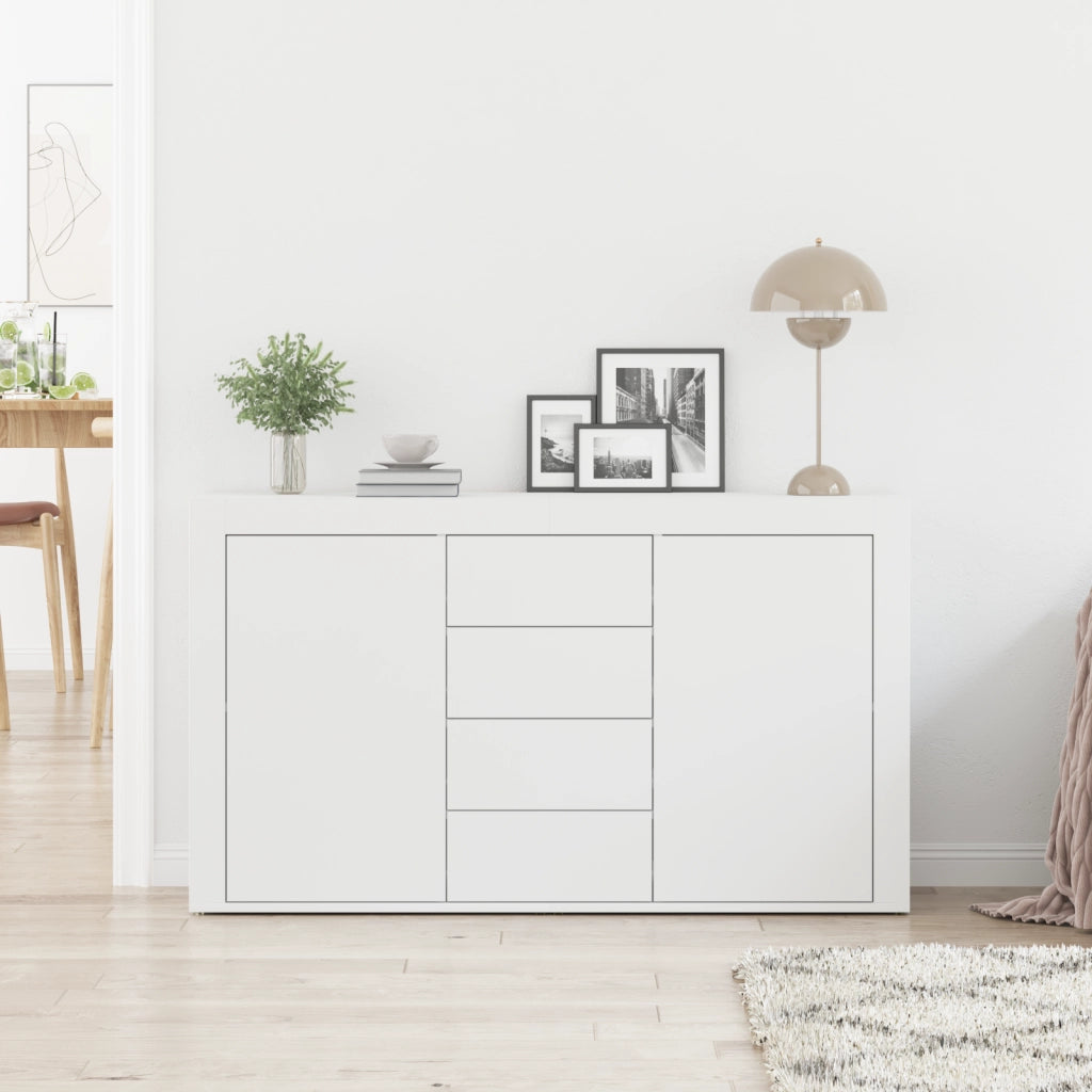 Credenza Bianca Bianca Legno 120 x 36 x 69 cm Stoccaggio
