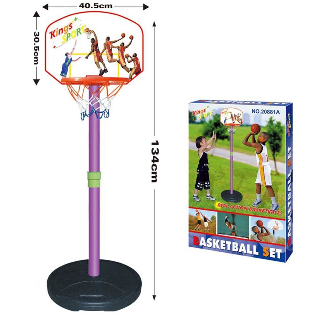 Trade Shop - Basket Canestro Piantana Per Bambini Altezza Fino 134cm Base Riempibile Plastica -