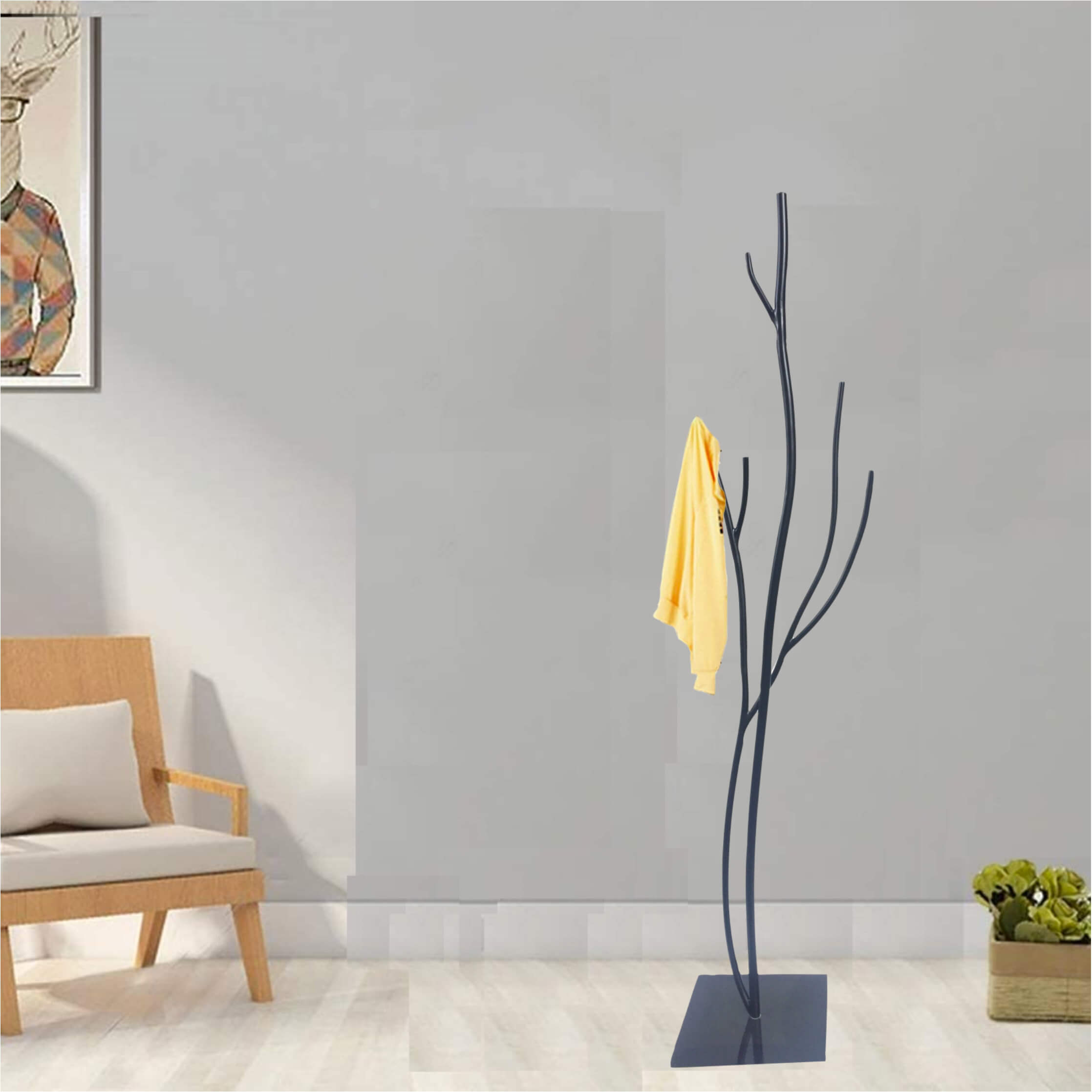 Appendiabiti da Terra 33x33x178 cm in Ferro Battuto Vasconi Castagno Nero