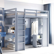Letto a Soppalco per Bambini con Scaffali e Cassetti ¨C MINIMAL ¨C 90x200 Grigio