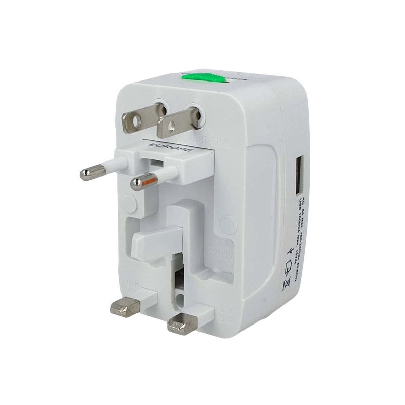 Adattatore Universale da Viaggio Con Presa EU UK USA AUS CN Con Caricatore USB 5V 1A