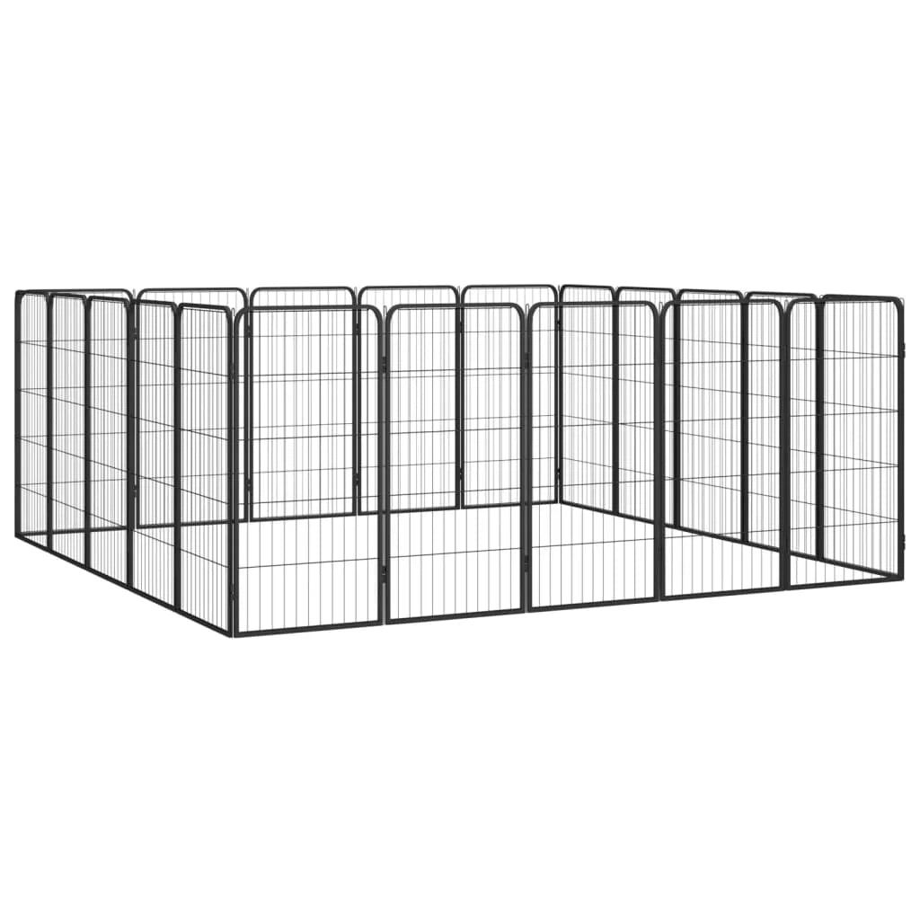 Recinto per cani 20 pannelli 50 x 100 cm acciaio verniciato a polvere nero 02_0043618