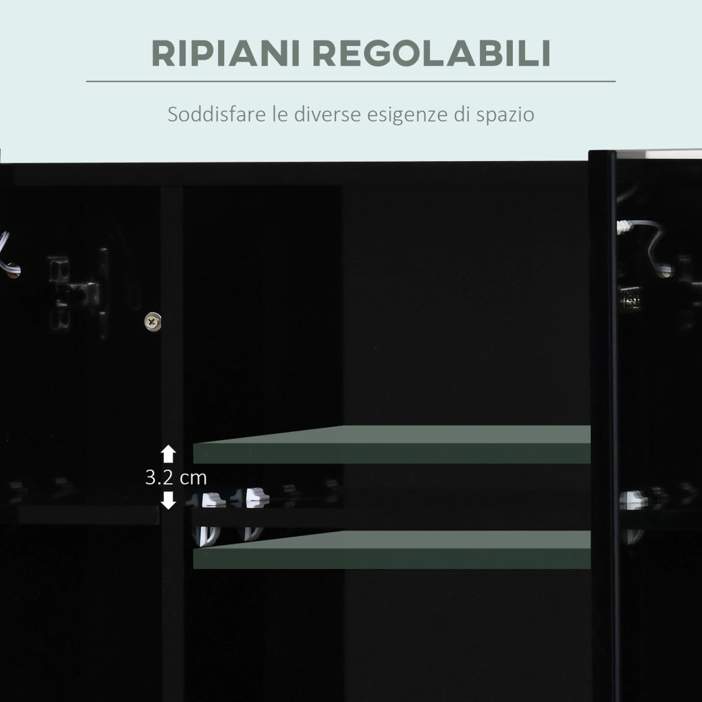 Armadietto Bagno con Specchio a Parete ¨C zephmum ¨C MDF, Nero, 90x15x65 cm