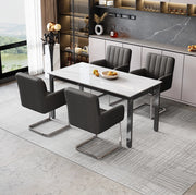 Set di 4 sedie da pranzo Z con schienale ergonomico in pelle PU e metallo nero