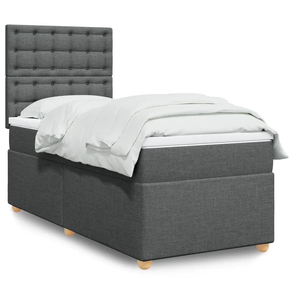 Giroletto a Molle con Materasso Grigio Scuro 90x190 cm Tessuto 3293450