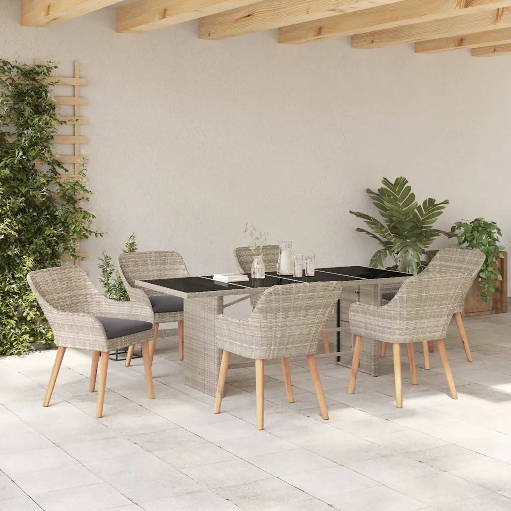 Set da Pranzo per Giardino 7 pcs Grigio chiaro polyrattan 3261633